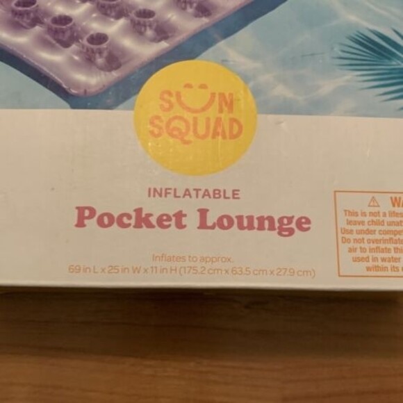 Sun Squad Inflatable Pocket Pool Lounge Built in Pillow & Cup Holders - Picture 5 of 9